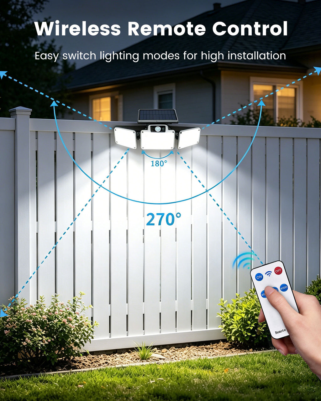 JumJam Solar Flood Lights, Security Lights Outdoor Motion Sensor for Garden, 280 LED, 3 Adjustable Heads Motion Sensor Light, Waterproof Wireless Solar Lights Outdoor Garden for Garage Driveway Patio
