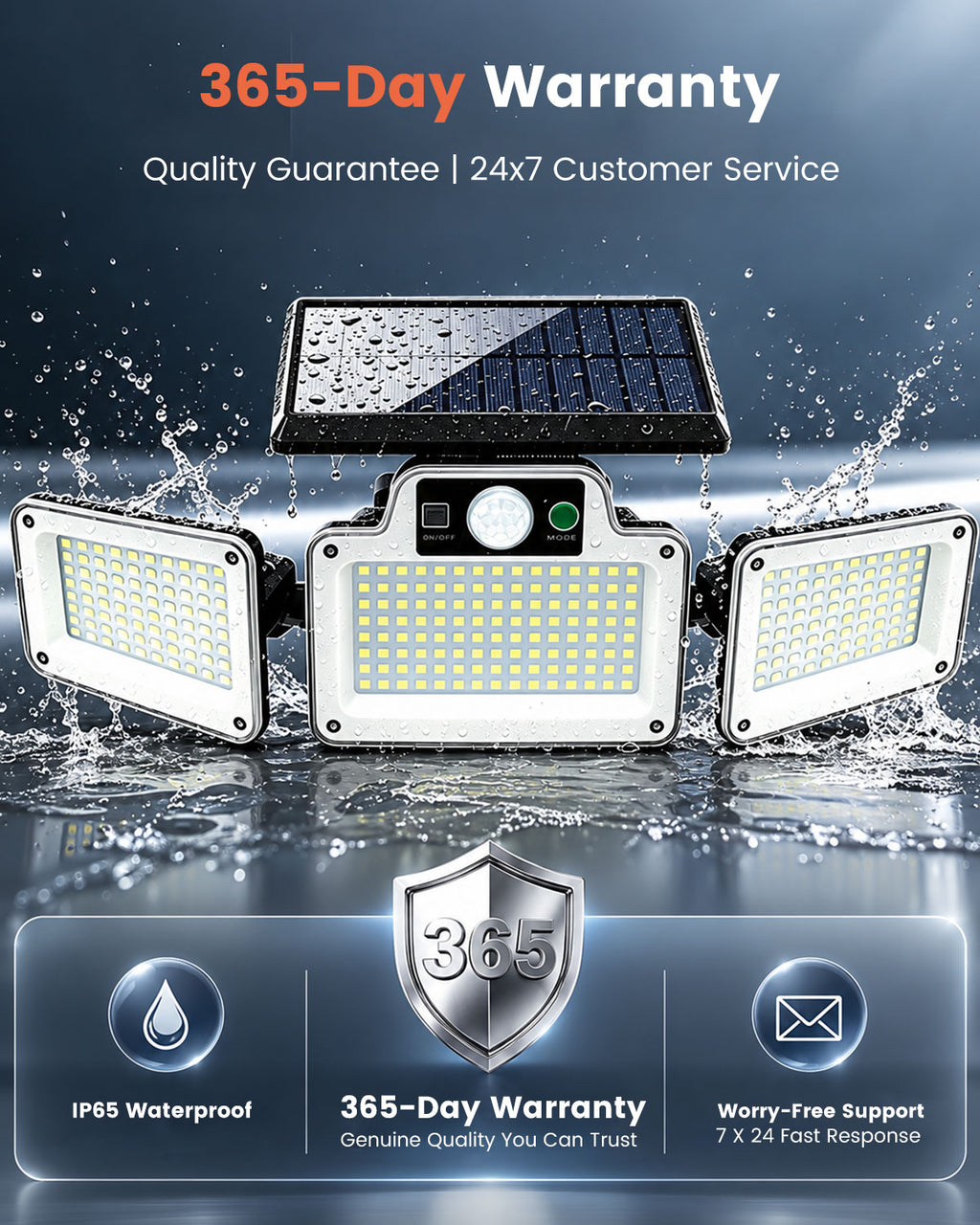 JumJam Solar Flood Lights, Security Lights Outdoor Motion Sensor for Garden, 280 LED, 3 Adjustable Heads Motion Sensor Light, Waterproof Wireless Solar Lights Outdoor Garden for Garage Driveway Patio
