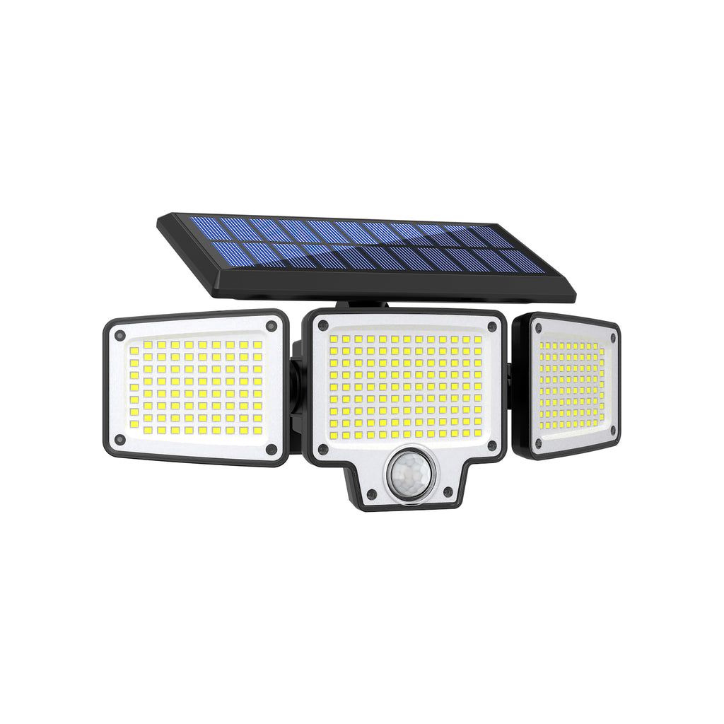 JumJam Security Lights Outdoor Motion Sensor, Solar Flood Lights Outdoor, 275 LED, 3 Adjustable Heads, Type-C Charging, Waterproof Wirless Solar Lights Outdooor Garden for Porch Driveway Patio