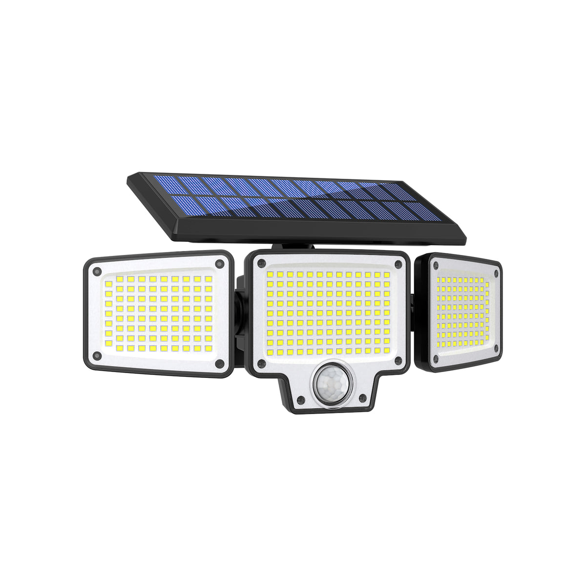 JumJam Security Lights Outdoor Motion Sensor, Solar Flood Lights Outdoor, 275 LED, 3 Adjustable Heads, Type-C Charging, Waterproof Wirless Solar Lights Outdooor Garden for Porch Driveway Patio
